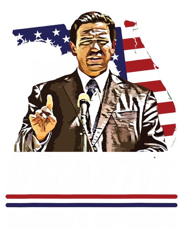 Ron Desantis Americas Governor Florida US Flag Dry Zone Grid Polo