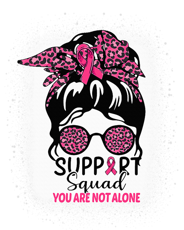 Support Squad Messy Bun Pink Warrior Breast Cancer Awareness T-Shirt