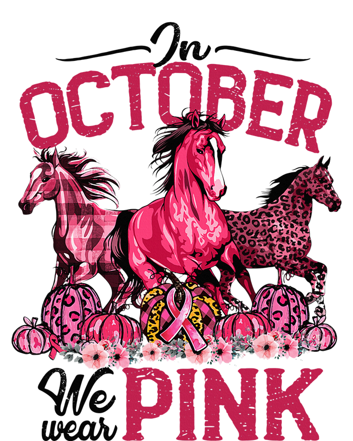 In October We Wear Pink Horse Leopard Pumpkin Breast Cancer T-Shirt