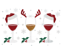 Glass Of Wine Santa Reindeer Christmas Wine Lover Cool Gift T-Shirt