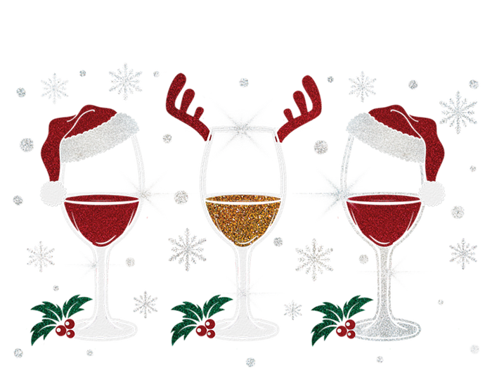 Glass Of Wine Santa Reindeer Christmas Wine Lover Cool Gift T-Shirt