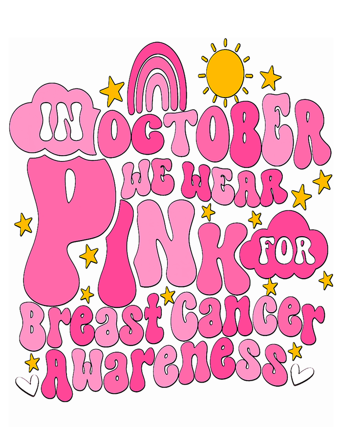 In October We Wear Pink For Breast Cancer Awareness Rainbow Design T-Shirt