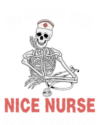 Im Sorry The Nice Nurse Is On Vacation Halloween Skeleton Cute Gift Stripe Pom Pom Beanie