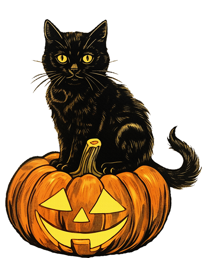 Retro Black Cat Halloween Pumpkin Costume Ceramic Tree Ornament