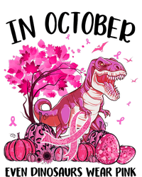 In October Even Dinosaur Wear Pink Ribbon Breast Cancer Gift T-Shirt