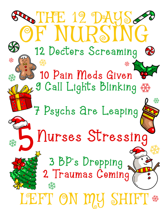 Nurses Merry Christmas Funny 12 Days Of Nursing Xmas Gift Valucap Bio-Washed Visor