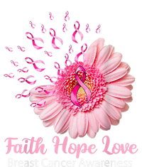 Pink Daisy Flower Faith Hope Love Breast Cancer Awareness T-Shirt