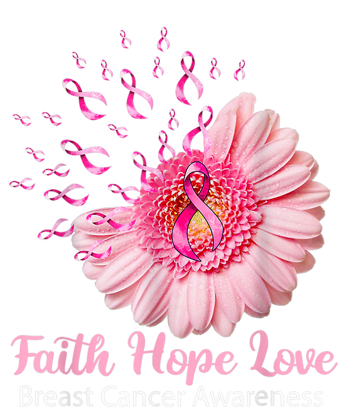 Pink Daisy Flower Faith Hope Love Breast Cancer Awareness T-Shirt