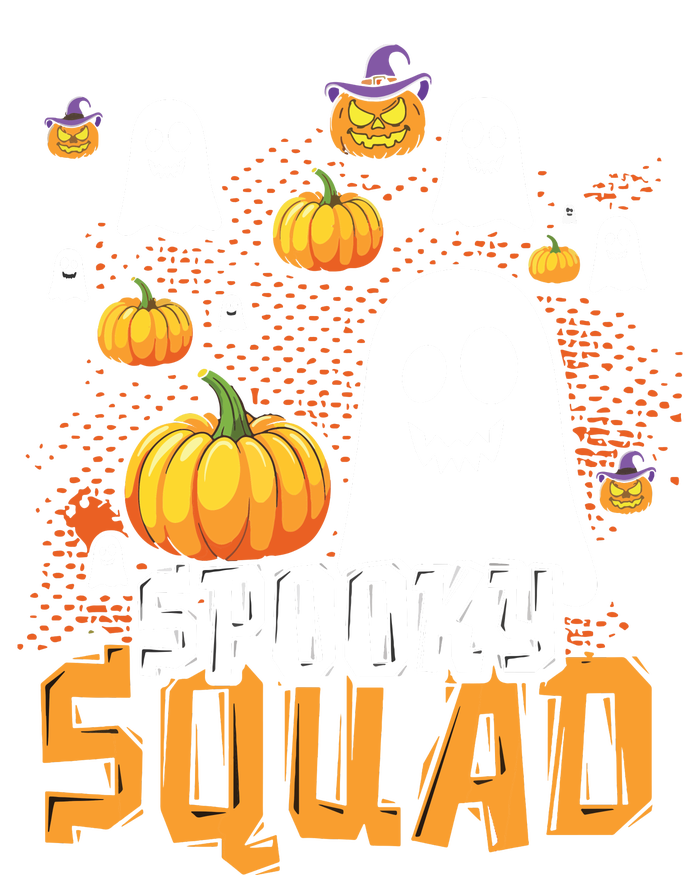 Groovy Spooky Squad Cute Ghost Pumpkin Funny Halloween Kids Womens Cotton Relaxed Long Sleeve T-Shirt