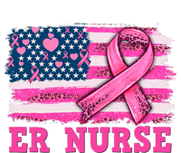 ER Nurse American Cancer Flag Cancer Warrior Pink Ribbon T-Shirt