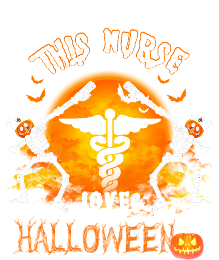 This Nurse Loves Halloween Pumpkin Dabbing Skeleton Funny Gift T-Shirt