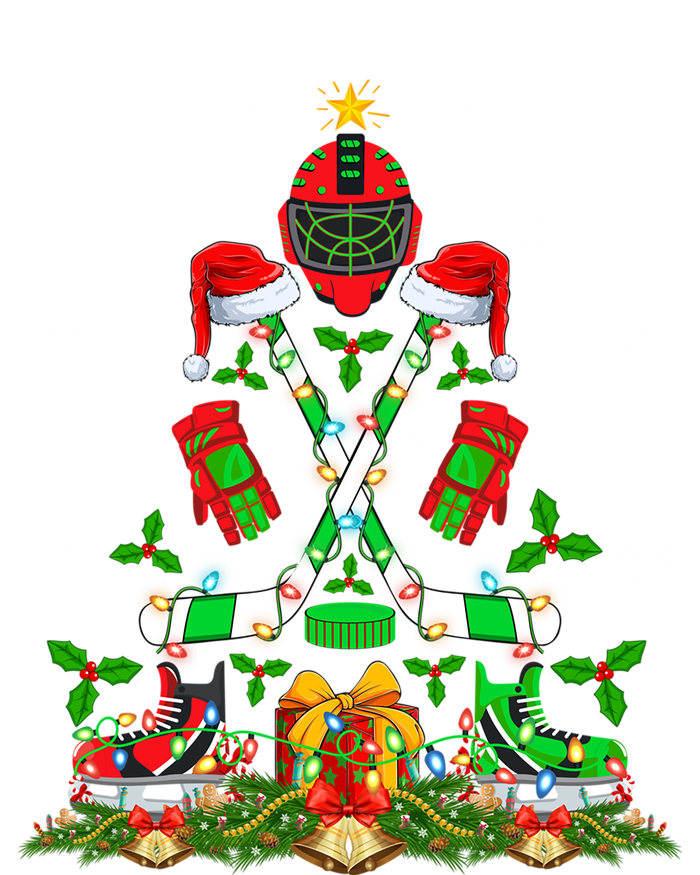 Xmas Lighting Santa Ice Hockey Christmas Tree Gift Canvas