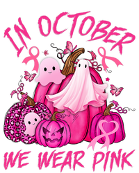 October We Wear Pink Pumpkin Ghost Halloween Breast Cancer Full Zip Hoodie