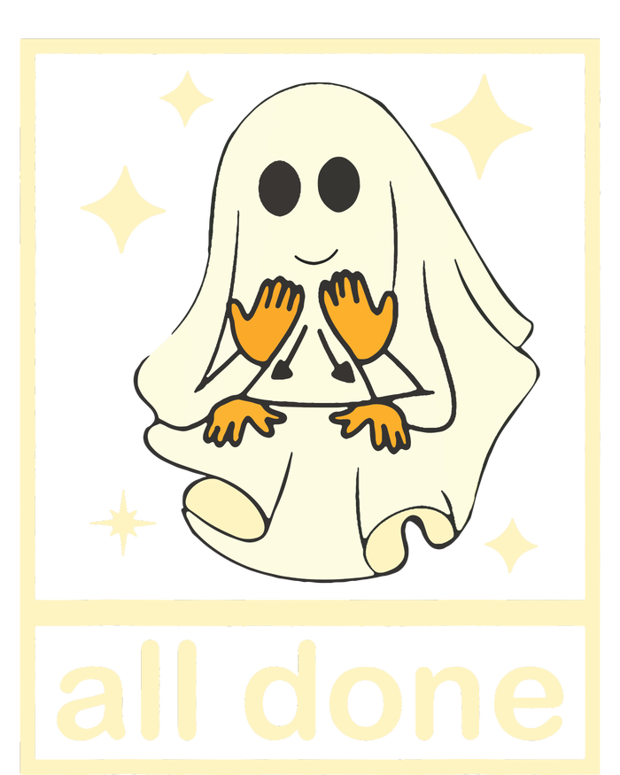 All Done Sign Language Speech Pathology Ghost Fall Halloween Baby Bodysuit