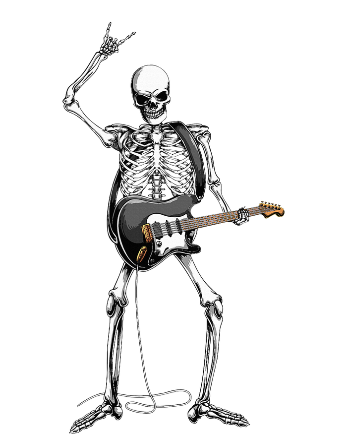 Rock On Halloween Skeleton Guitarist Rock And Roll Band T-Shirt