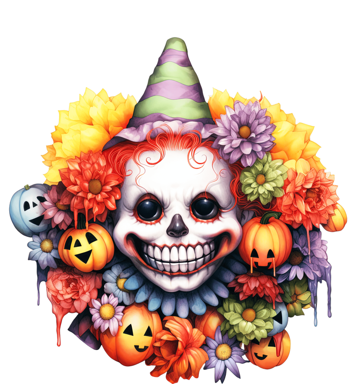 Kawaii Halloween Creepy Clown With Pumpkin And Flowers Hooded Wearable Blanket