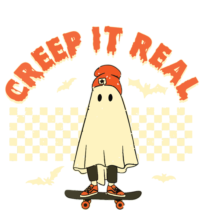 Creep It Real Skateboarding Ghost Retro Halloween Costume Women's T-Shirt