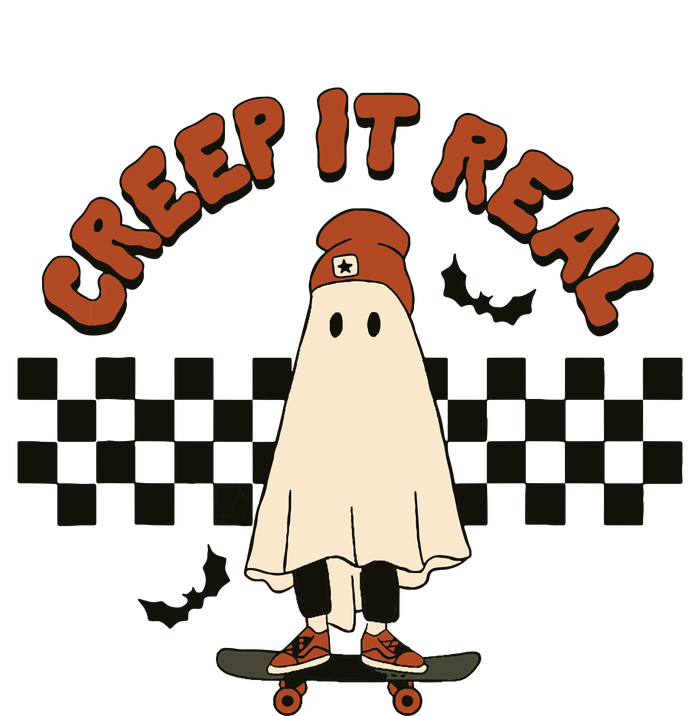 Funny Halloween Creep It Real Retro Skateboarding Ghost USA-Made Doggie Bandana