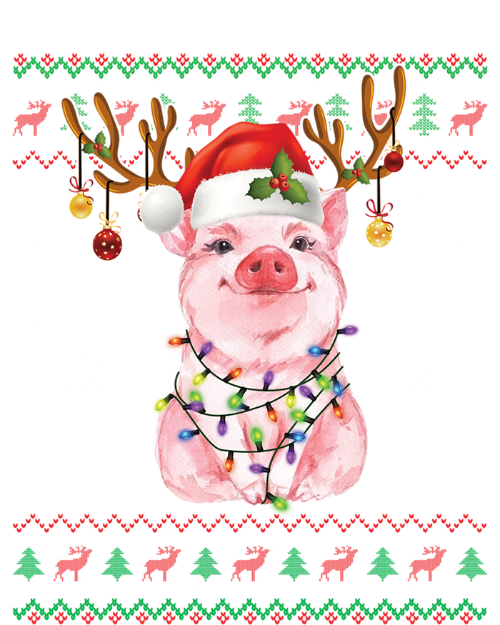 Pig Reindeer Santa Xmas Light Ugly Sweater Christmas Funny Gift Cool Gift Full-Length Apron With Pockets