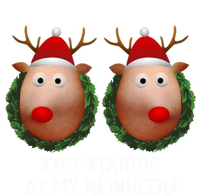 Stop Staring At My Reindeers Boobs Ugly Gag Xmas Sweater Funny Gift Tall Hoodie