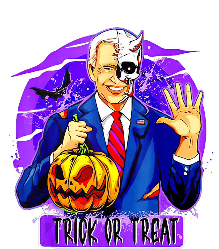 Funny Anti Joe Biden Hold Pumpkin Trick Or Treat Halloween T-Shirt