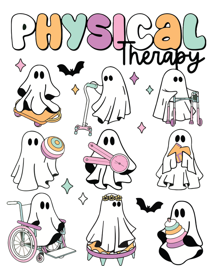 Retro Physical Therapy Halloween Ghosts Spooky PT Tie-Dye T-Shirt