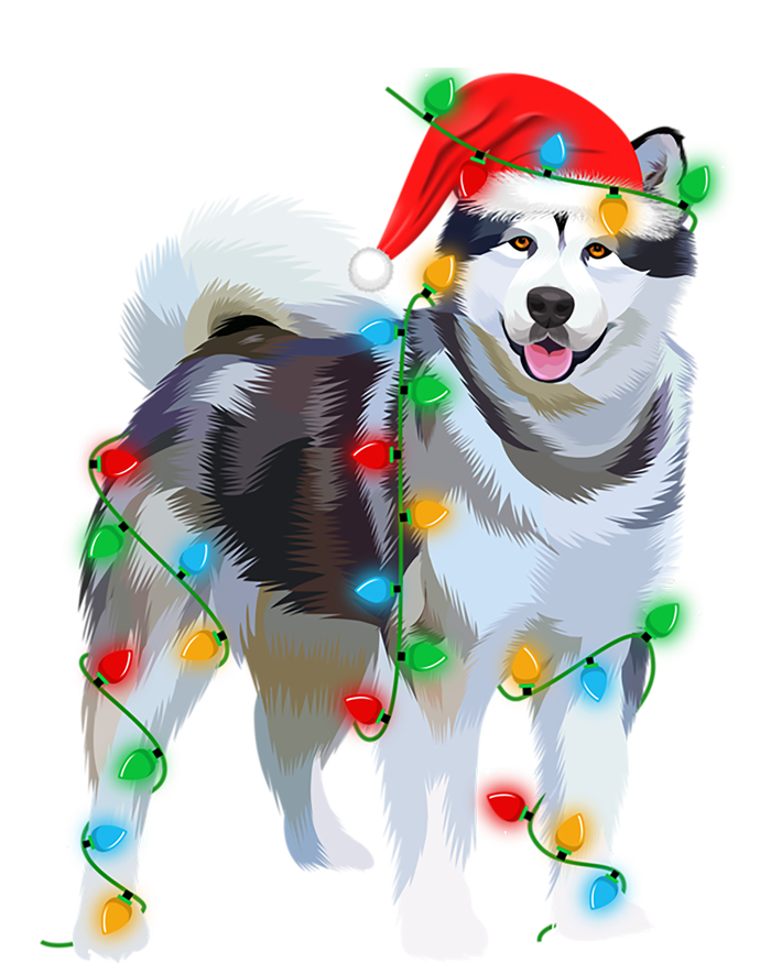 Santa Hat Xmas Lighting Siberian Husky Christmas Gift Tall T-Shirt