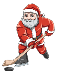 Santa Playing Hockey Christmas Gift For Hockey Players Gift Striped Beanie with Solid Band