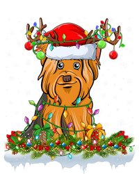 Xmas Lighting Santa Yorkshire Terrier Dog Christmas Gift V-Neck T-Shirt