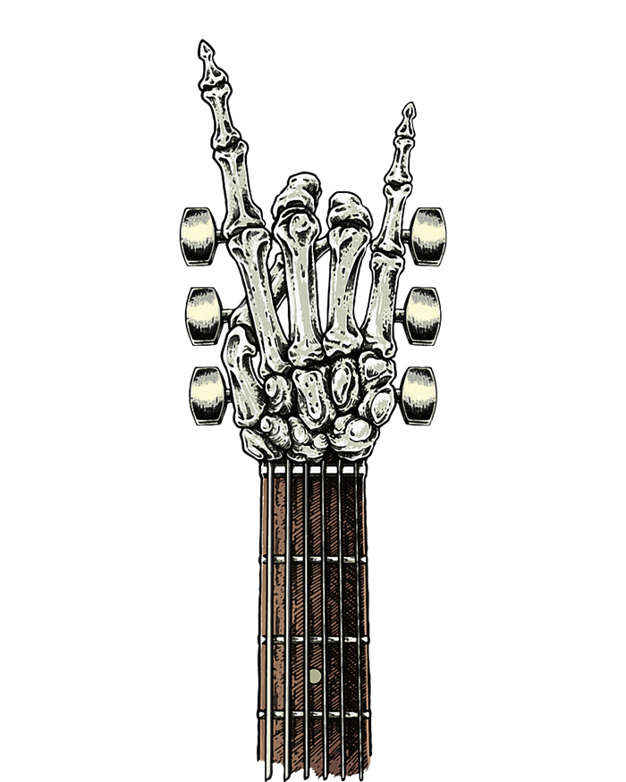 Rock On Guitar Neck Rock & Roll Halloween Skeleton Hand Short Acrylic Beanie