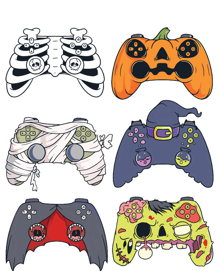 Halloween Skeleton Zombie Gaming Controllers Mummy Boy Kids 9060 T-Shirt