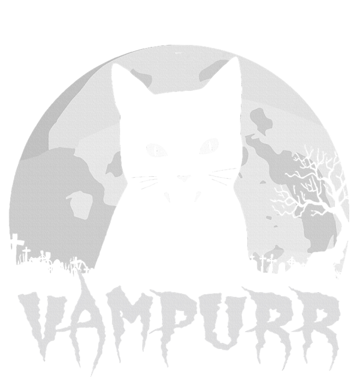 Halloween Black Cat Vampire With Full Moon Vampurr Pun T-Shirt