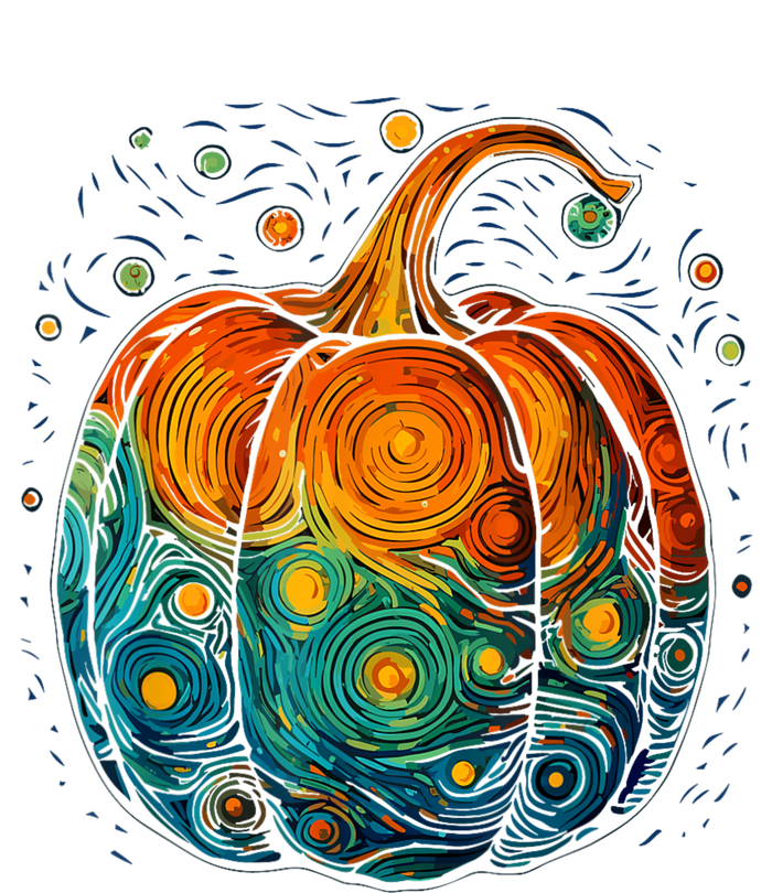 Pumpkin Halloween Starry Night Van Gogh Aesthetic Painting T-Shirt