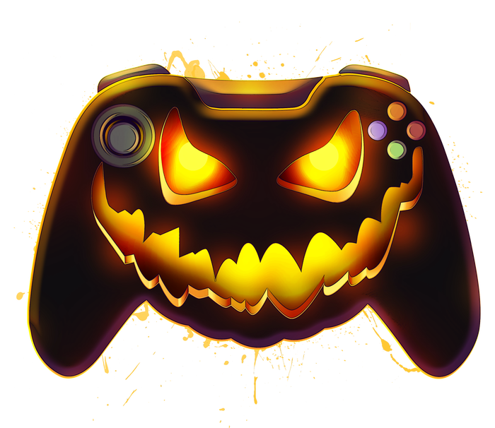 Halloween Pumpkin Jack O Lantern Face Video Game Controller Magnet