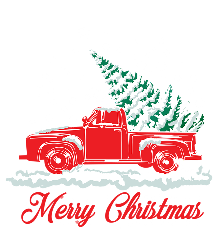 Christmas Tree In Back Of Old Red Pick Up Truck Snowing Cute Gift Women's Racerback Tank