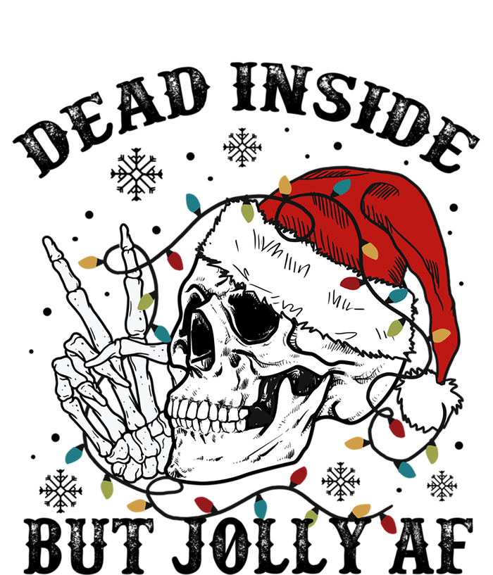 Dead Inside But Jolly Af Funny Skeleton Santa Hat Christmas Gift T-Shirt