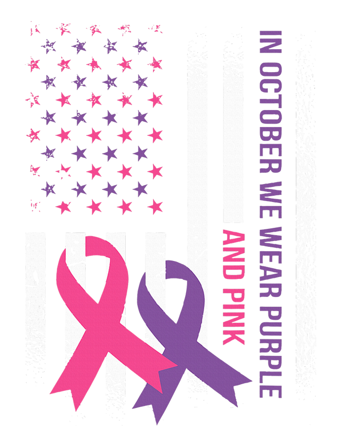 American Flag Breast Cancer and Domestic Violence Awareness Tall Long Sleeve T-Shirt