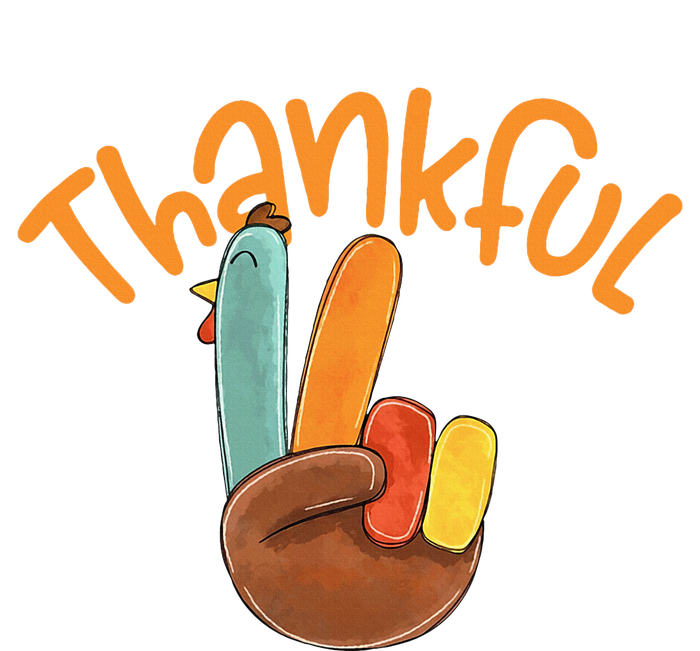 Peace Hand Sign Thankful Turkey Thanksgiving T-Shirt