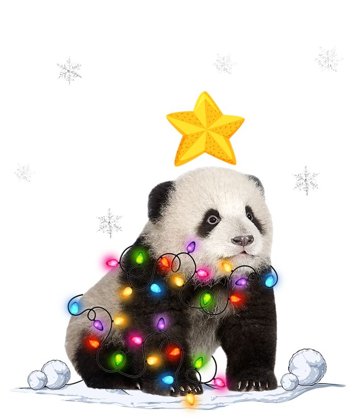 Funny Xmas Panda Bear Animals Lover Christmas Tree Lights Gift Women's Racerback Tank