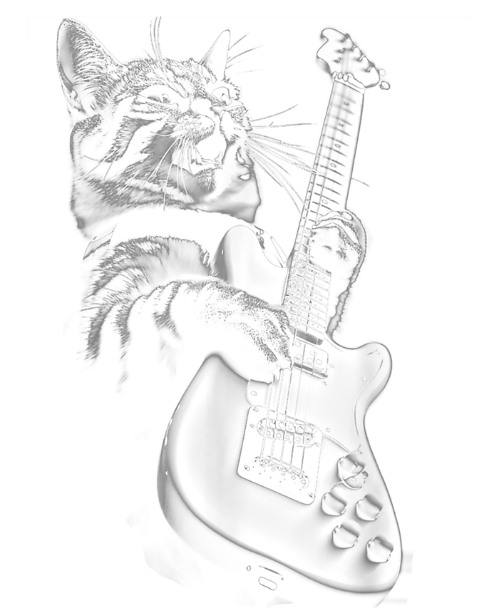 Rock Cat Playing Guitar Funny Guitar Cat T-Shirt