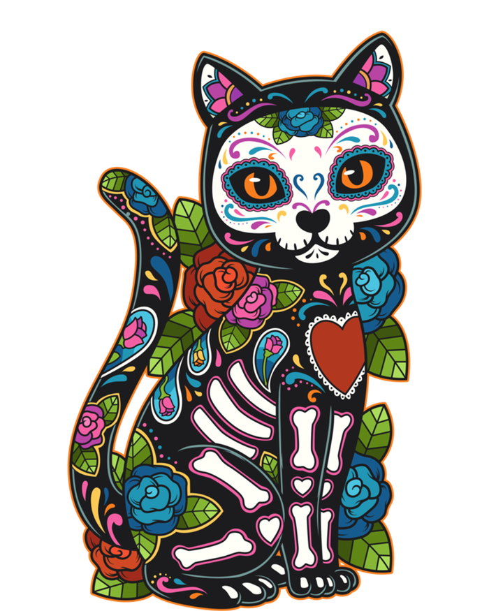 Cat Sugar Skull Mexico Calavera Dia De Los Muertos Halloween T-Shirt