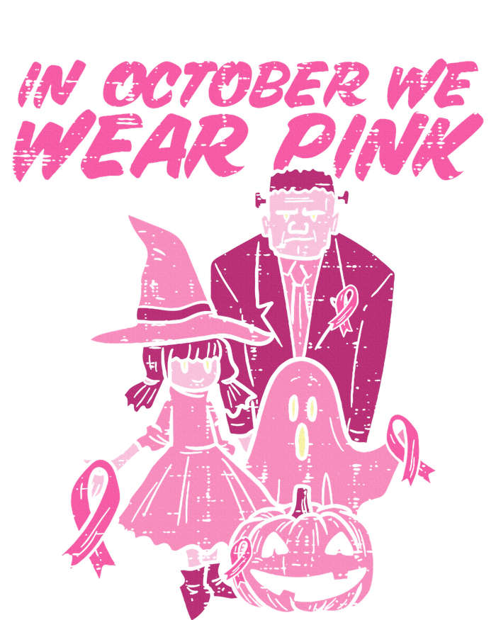 In October We Wear Pink Witch Ghost Breast Cancer Awareness Tall Long Sleeve T-Shirt