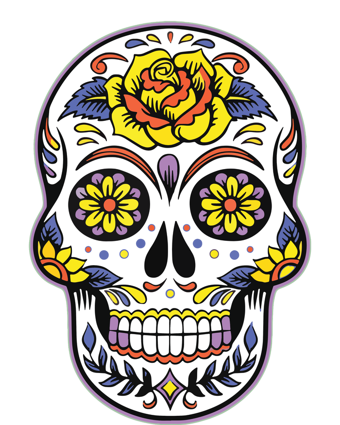 Day Of The Dead Dia De Los Muertos Floral Sugar Skull V-Neck T-Shirt