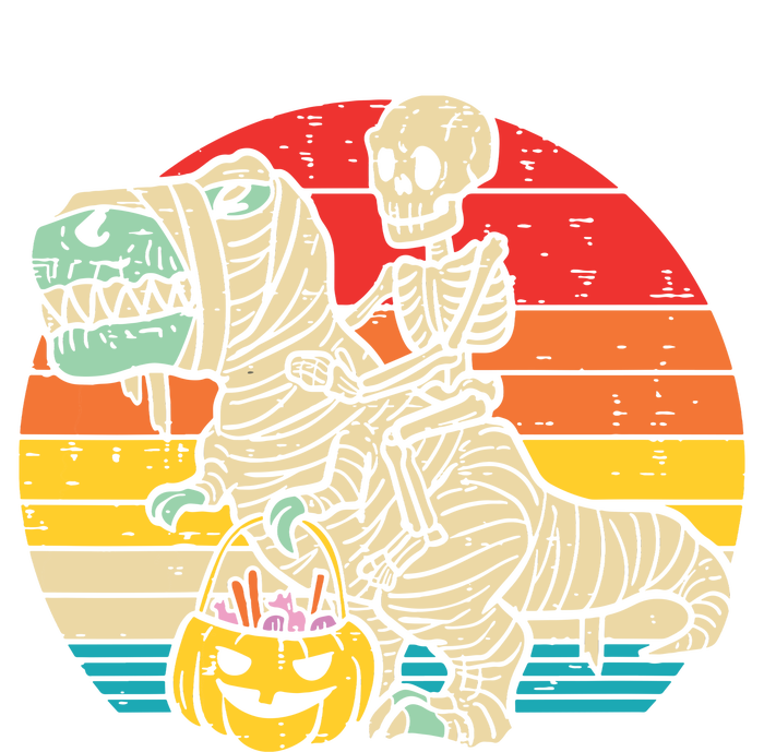 Kids Skeleton Riding Dino Mummy Retro Boy Halloween T-Shirt