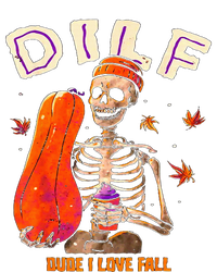 Dilf Dude I Love Fall Skeleton Pumpkin Halloween Customs Stripe Pom Pom Beanie