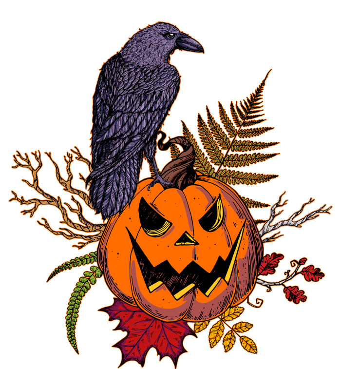 Halloween Crow Raven Pumpkin Fall Autumn Lover T-Shirt