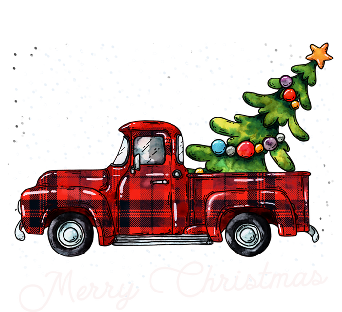 Red Buffalo Plaid Pickup Truck With Tree Merry Christmas Cute Gift T-Shirt