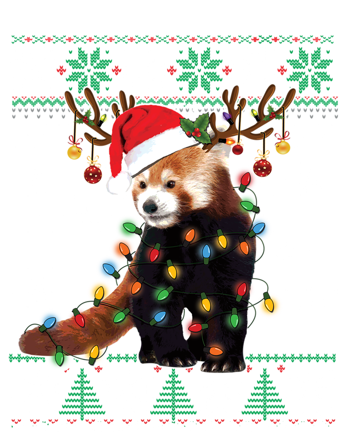 Red Panda Christmas Lights Santa Hat Ugly Sweater Xmas Cute Gift T-Shirt