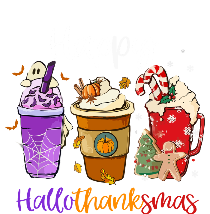 Coffee Latte Happy Hallothanksmas Halloween Thanksgiving Gift T-Shirt