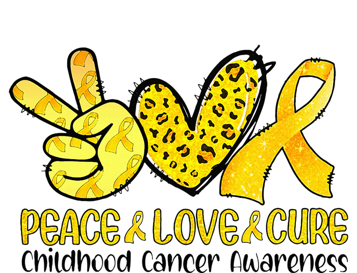 Peace Love Cure Golden Ribbon Childhood Cancer Awareness T-Shirt